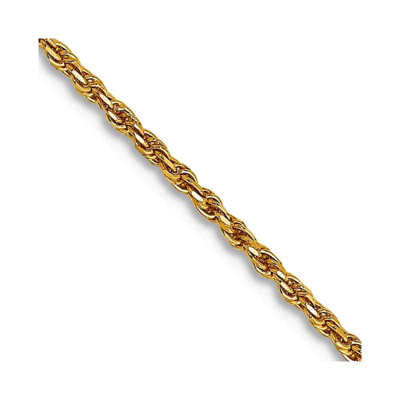 Curata 14k Yellow Gold Solid 1.0mm Diamond-cut Rope Chain Necklace Options: 16 18 20 22 24