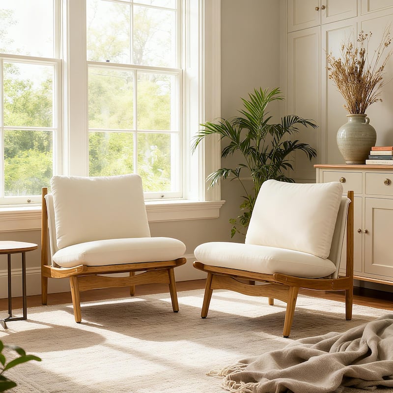 Scott Living Vista Accent Chair Wooden Frame, Set of 2 - Beige,Natural