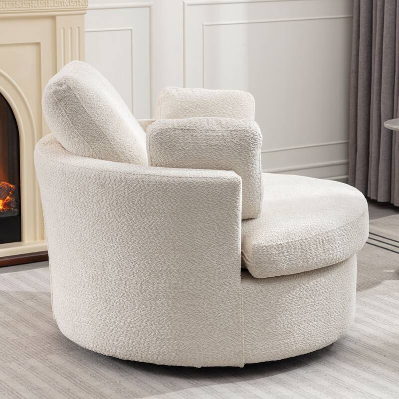 Round Swivel Chair Cozy Club 360 degrees Swivel Sofa with 3 Pillows Fabric for Living Room Lounge Hotel 40.2D X 42.1W X 34.3H