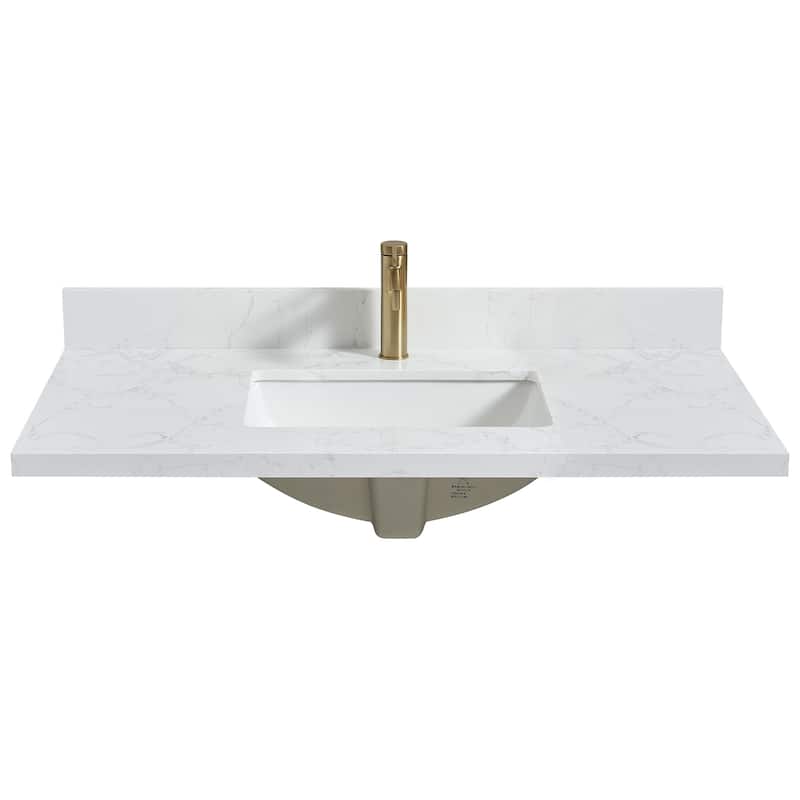 Malaga Composite Stone Vanity Top with White Rectangular Sink