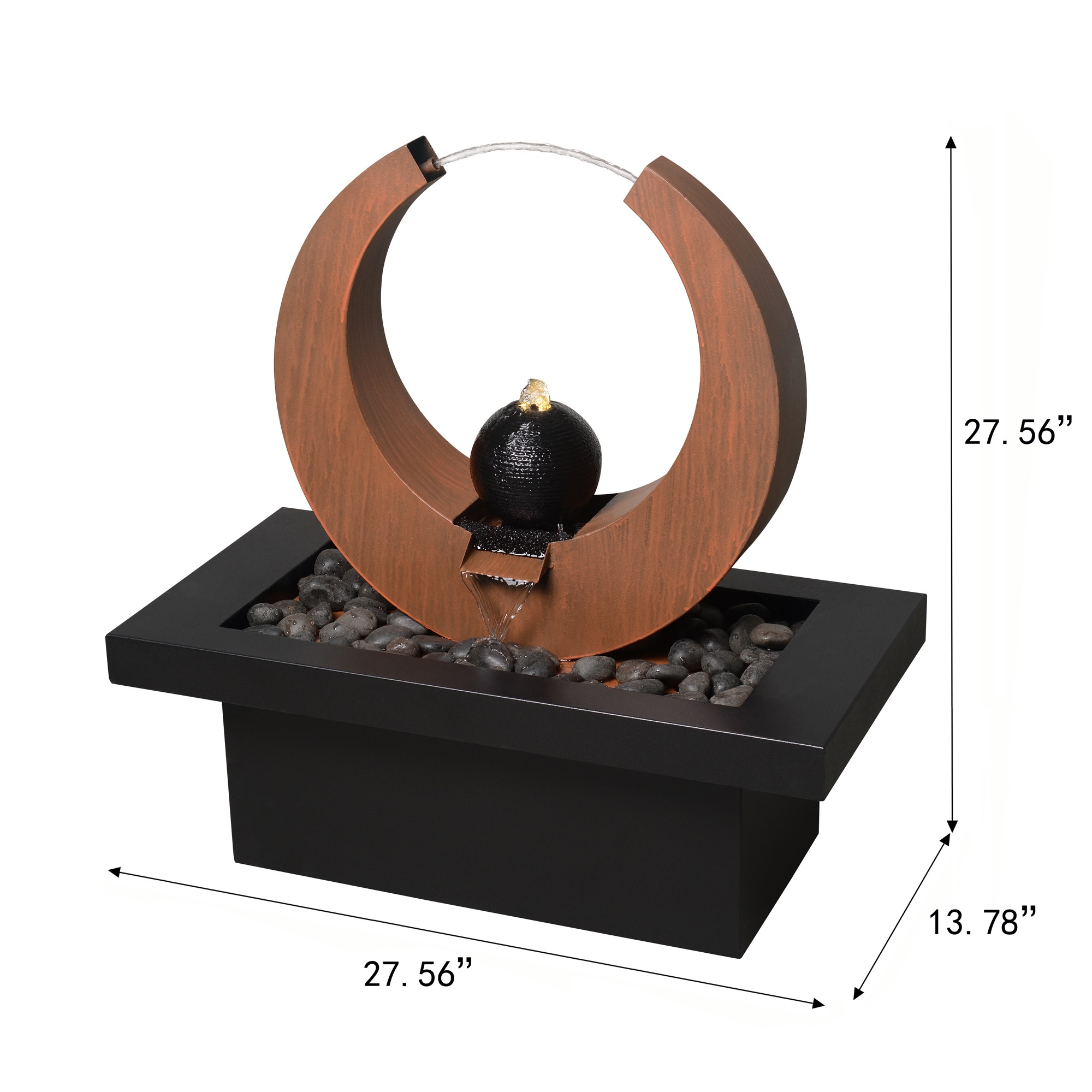 LED Lighted Outdoor Garden Water Fountain with Basin - 27.5" - Brown and Black