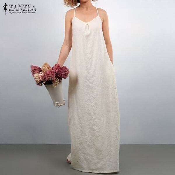 Shop Zanzea Women 2018 Summer Dress Casual Loose Long Maxi Party Dresses Ladies Hot Vintage Vestidos Plus Size Overstock 27111028