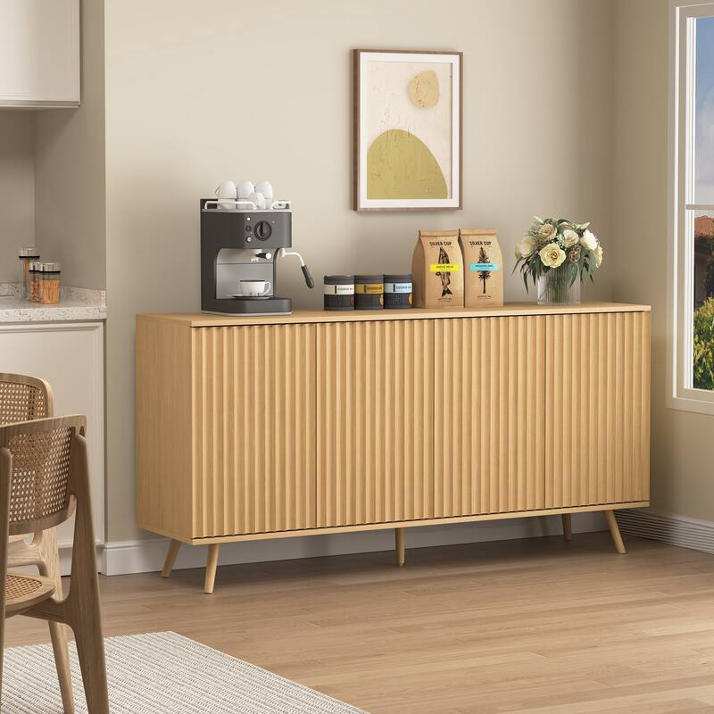 Sideboard Buffet Cabinet with Storage, Long Sideboard Storage Cabinet with 4 Doors, with Adjustable Shelves for Living Room