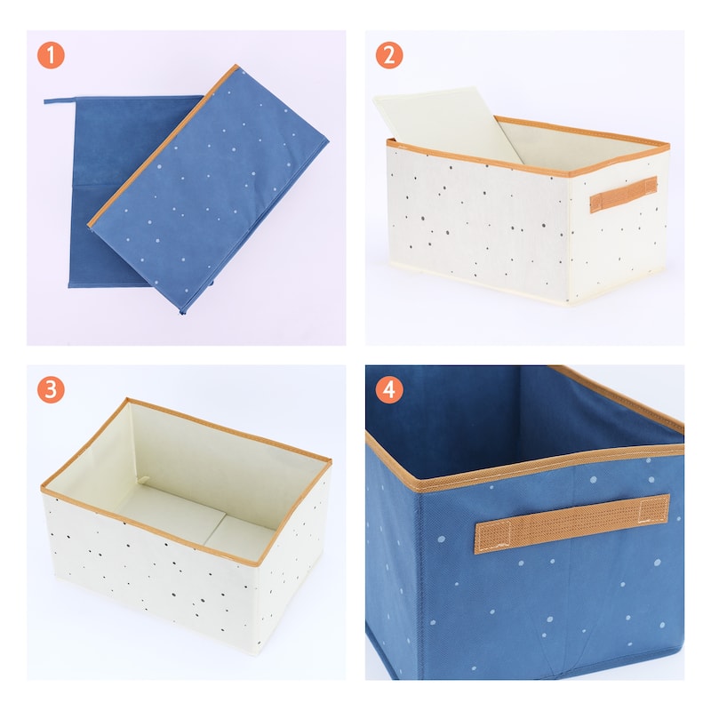 Storage Cube, Fabric Collapsible Storage Basket w Handles for Closet - 14x10x8"