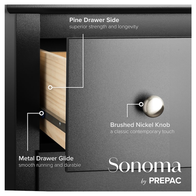 Prepac Sonoma 6 Drawer Dresser for Bedroom, Tall Chest of Drawers, Bedroom Furniture, Clothes Storage and Organizer