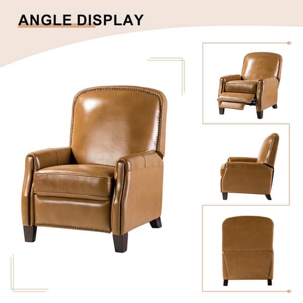 dimension image slide 1 of 3, Gladis Modern Retro Genuine Leather Recliner with Nailhead Trim Set of 2 by HULALA HOME