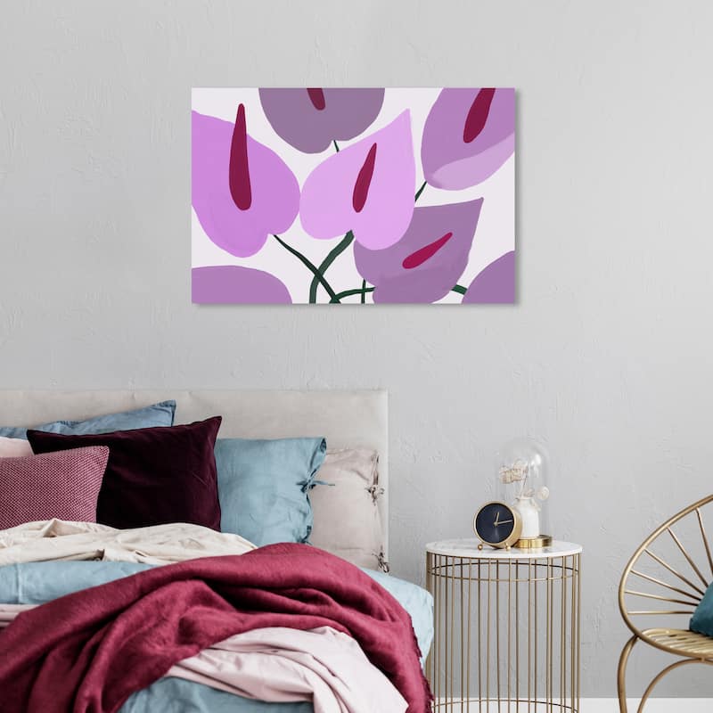 Wynwood Studio Canvas Floral and Botanical Purple Calla Flowers Purple Modern & Contemporary Wall Art Canvas Print