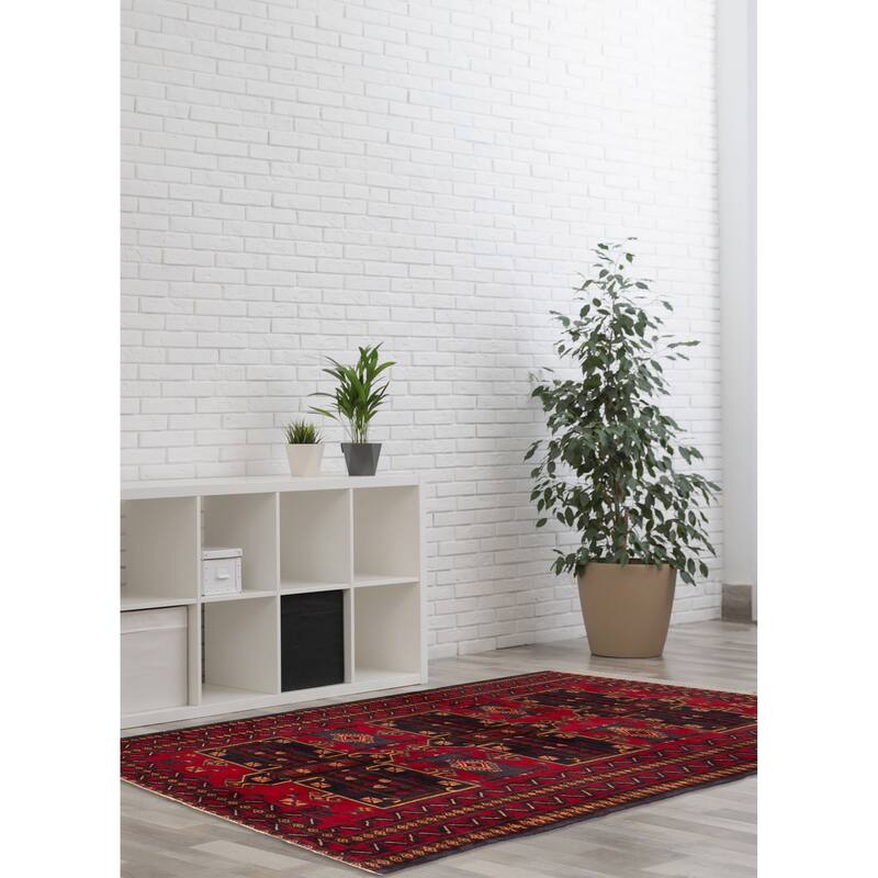 ECARPETGALLERY Hand-knotted Teimani Red Wool Rug - 3'7 x 6'2