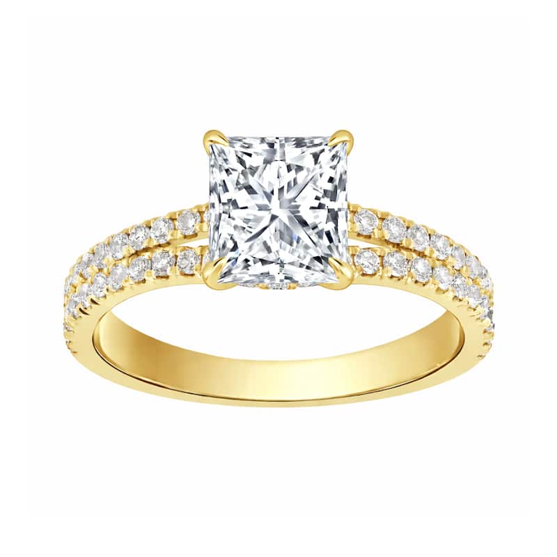 Auriya 14K Gold Princess Lab Grown Diamond Split Shank Engagement Ring 1.43 - 5.86ct. tw. (F-G, VS)