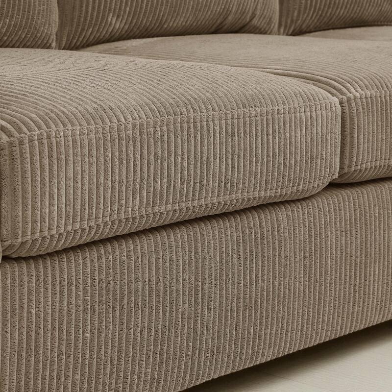 101" Modular Corduroy Sectional Sofa with Ottoman, Removable Cushions, Textured Upholstery for Living Room Comfort