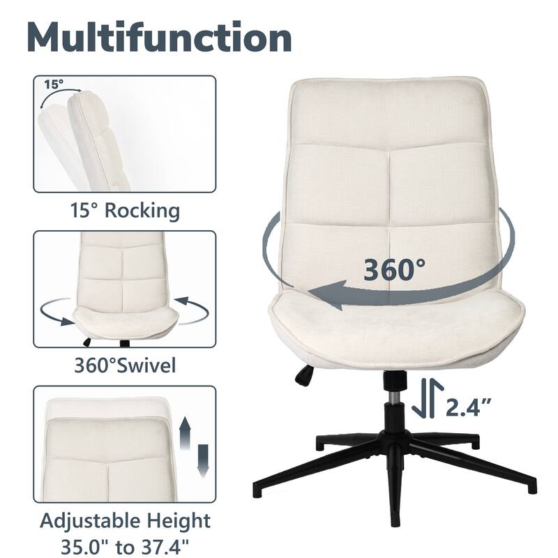 Homy Casa Modern Upholstered Task Chair with Adjustable Height and Swivel Base for Home Office and Study Room