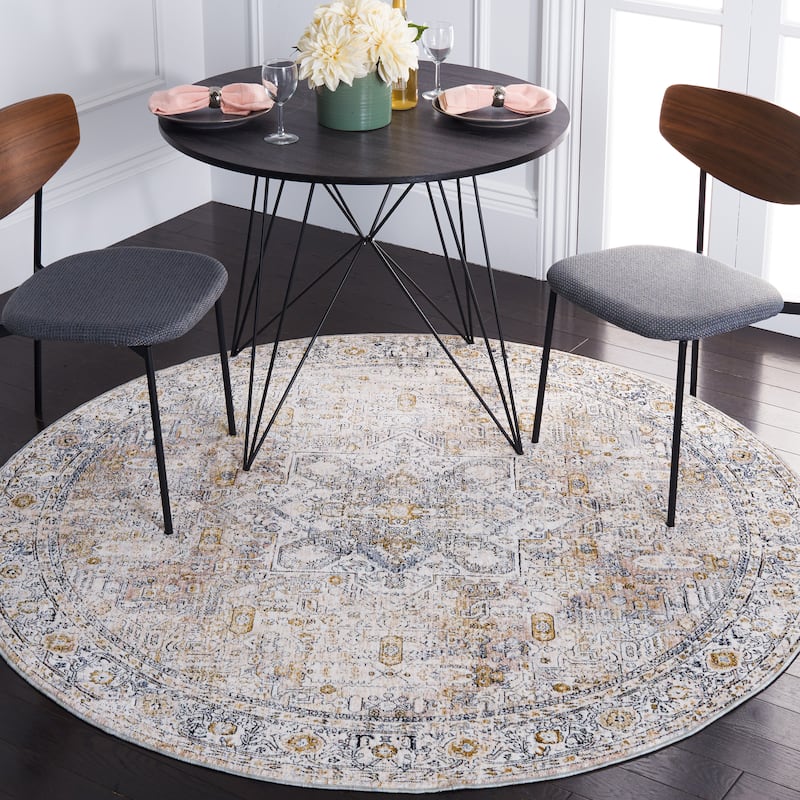 SAFAVIEH Moondust Axele Vintage Oriental Rug - 6' Round - Ivory/Blue