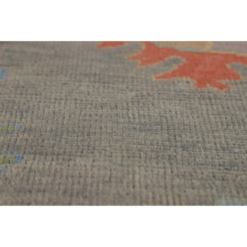 Hand Knotted Oriental 100% Wool Carpet Transitional All-Over Greys & Charcoal Oushak Area Rug - 11' 10'' X 9' 3''