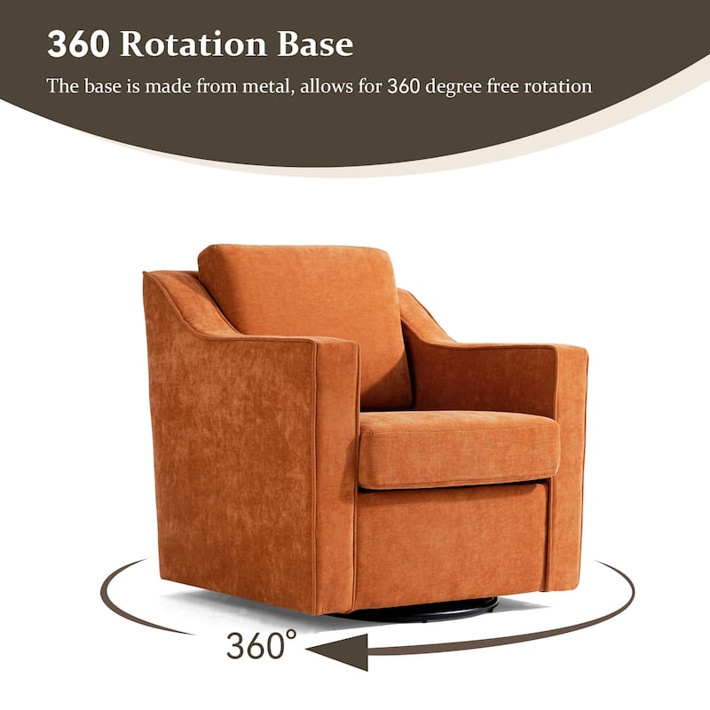 UIXE Chenille/Leather Swivel Barrel Chair Accent Chairs For Living Room