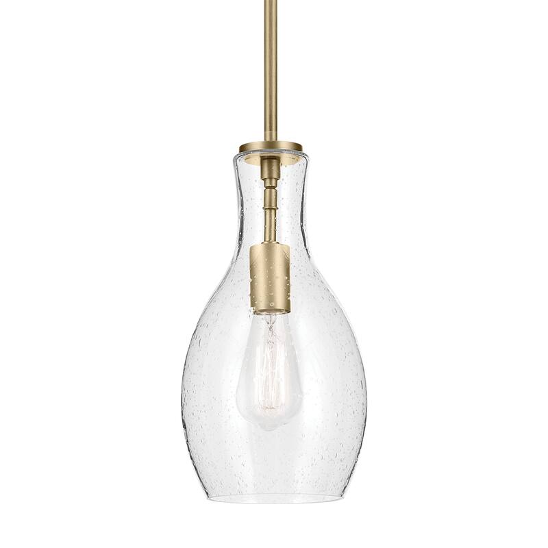 Kichler Lighting Everly 1-Light Bell Pendant Light with Seeded Glass