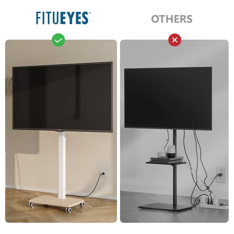FITUEYES Rolling TV Stand with Power Strip for 32 - 65 Inch TVs