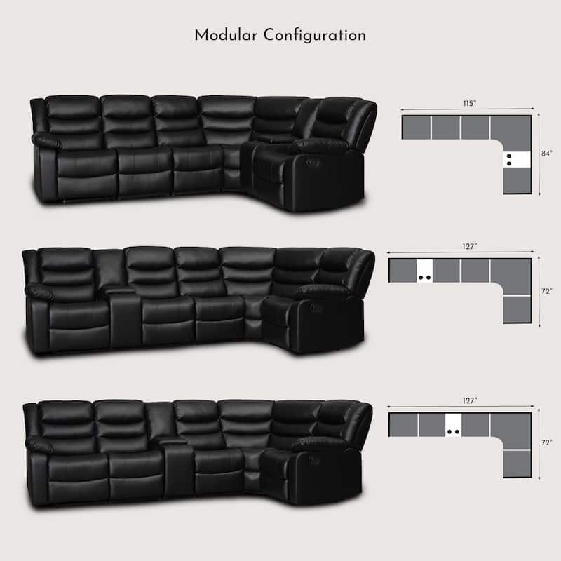 106'' Manual Reclining Modular Sectional Couch with 1 Console & 2 Cup Holders, Living Room/Office