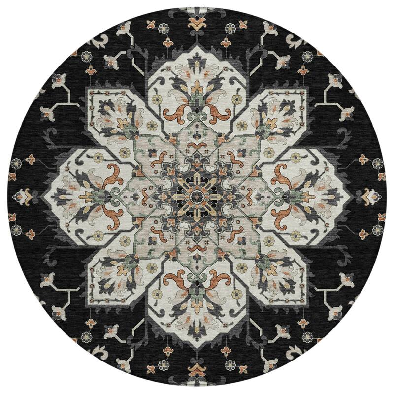 Machine Washable Indoor/Outdoor Traditional Heriz Chantille Rug