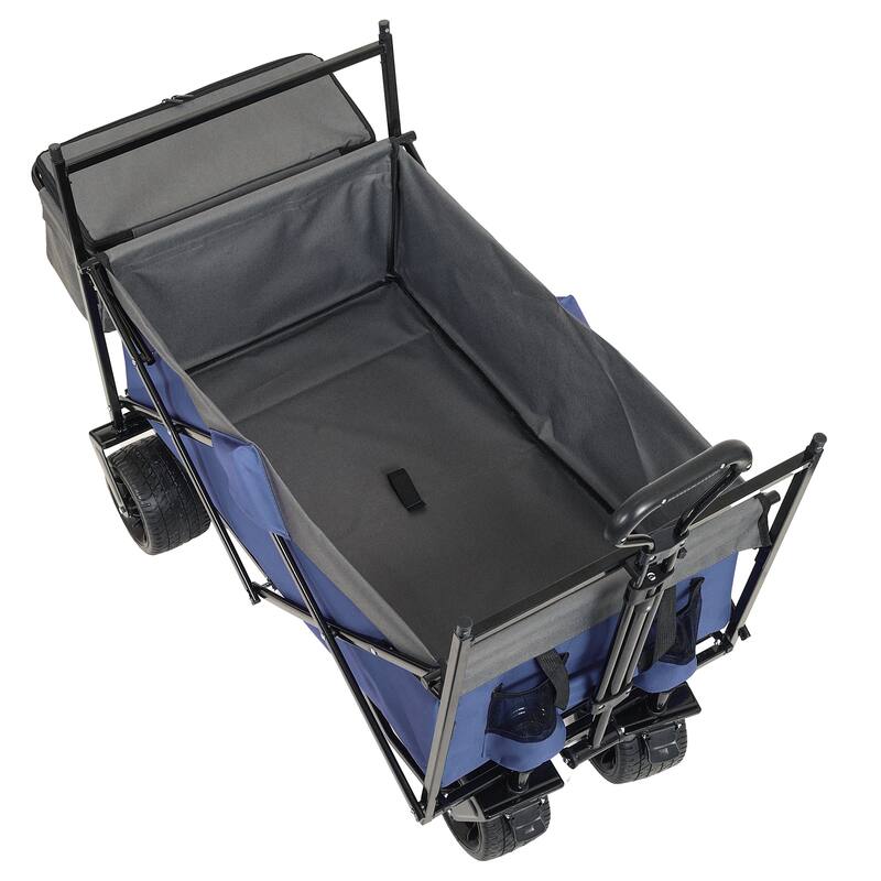 480Lbs Collapsible Wagon with Canopy,Wagon Stroller with 7" All-Terrain Wheels, Lightweight Foldable Wagon, with Mosquito Net