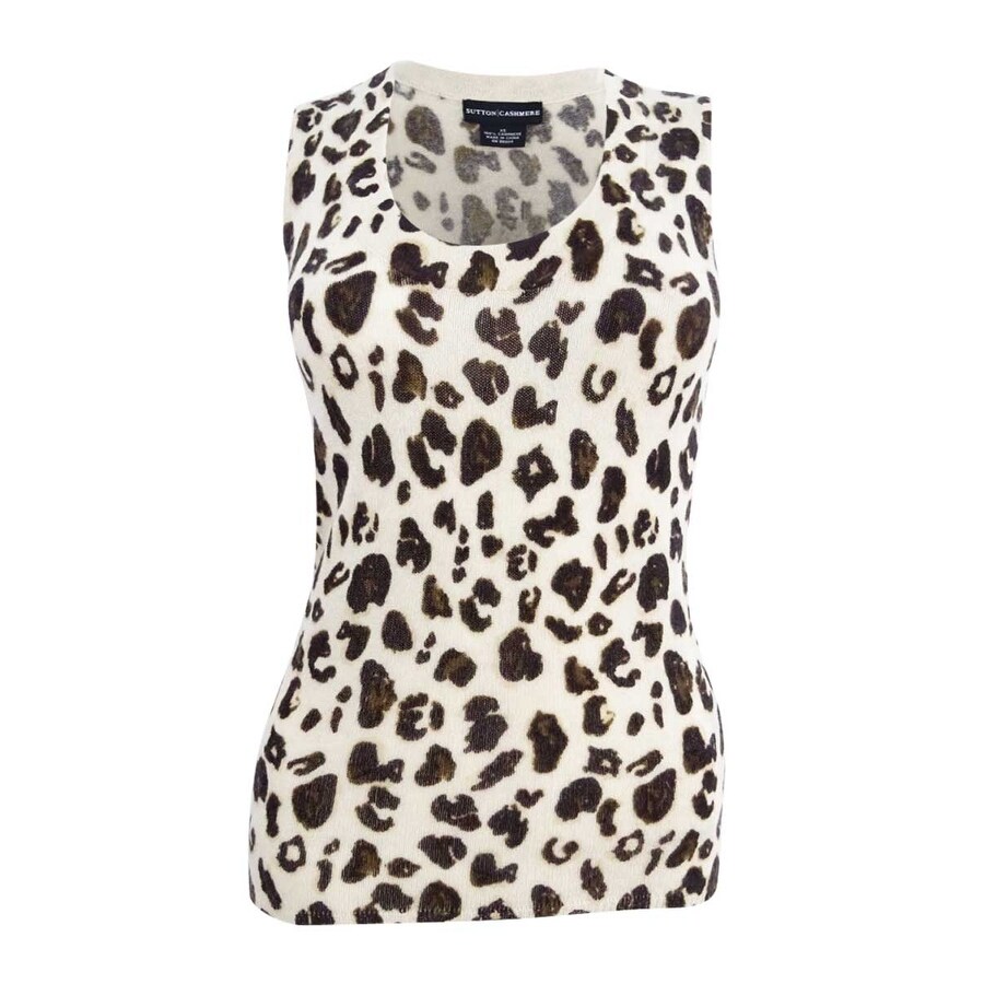 Shop Sutton Studio Cashmere Womens Snow Leopard Shell Tank Misses