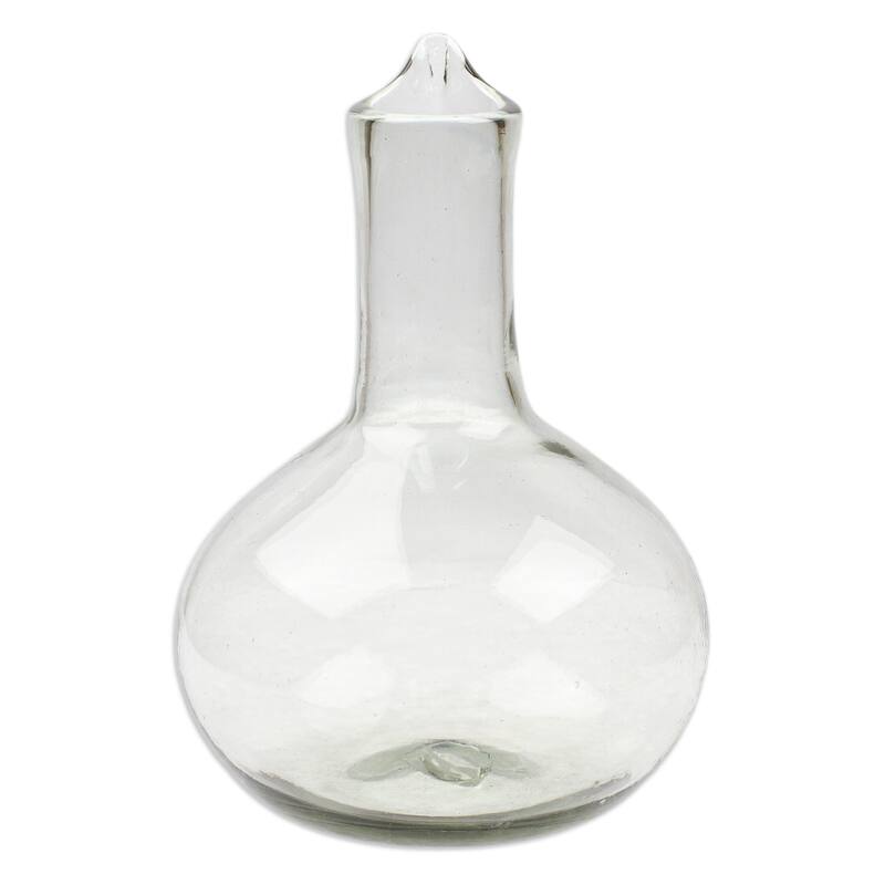 NOVICA Artisan Handblown Recycled Ecofriendly Glass Decanter Wine From Mexico Clear Tableware Drinkware 'Exquisite Shape'