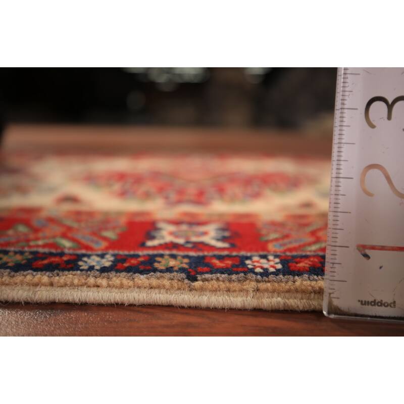 Geometric Kazak Accent Rug Hand-Knotted Wool Carpet - 2'0" x 3'0"