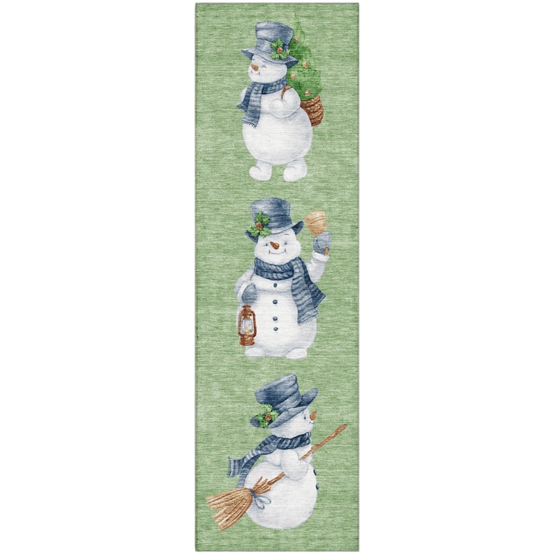 Premium Washable Super Soft Winter Holiday Snowman Mayfield Rug