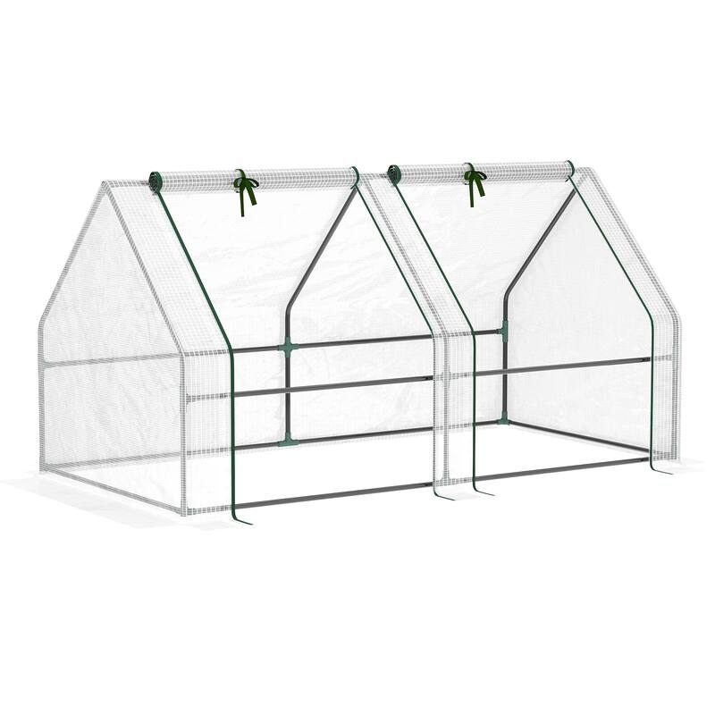 6' x 3' x 3' Portable Mini Greenhouse Outdoor Garden with Large Zipper Doors and Water/UV PE Cover - Portable