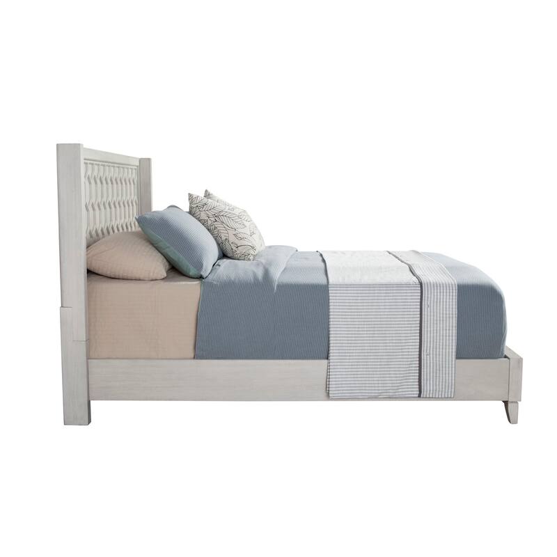 Full Size Bed with Panel Headboard - Light Grey Finish - Modern Bedroom Furniture