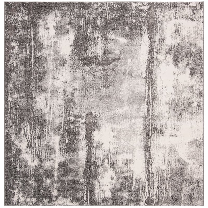 SAFAVIEH Spirit Media Modern Abstract Rug - 6'7" Square - Dark Grey/Ivory