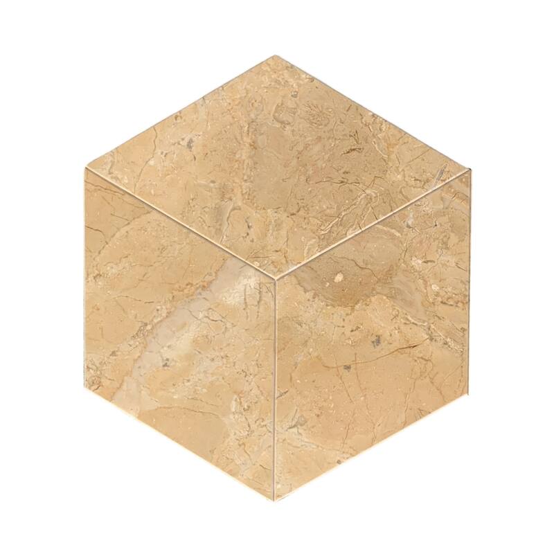 Hexagon Gold Beige Marble Tile - Polished Finish for Floor and Wall, 12-Piece Box