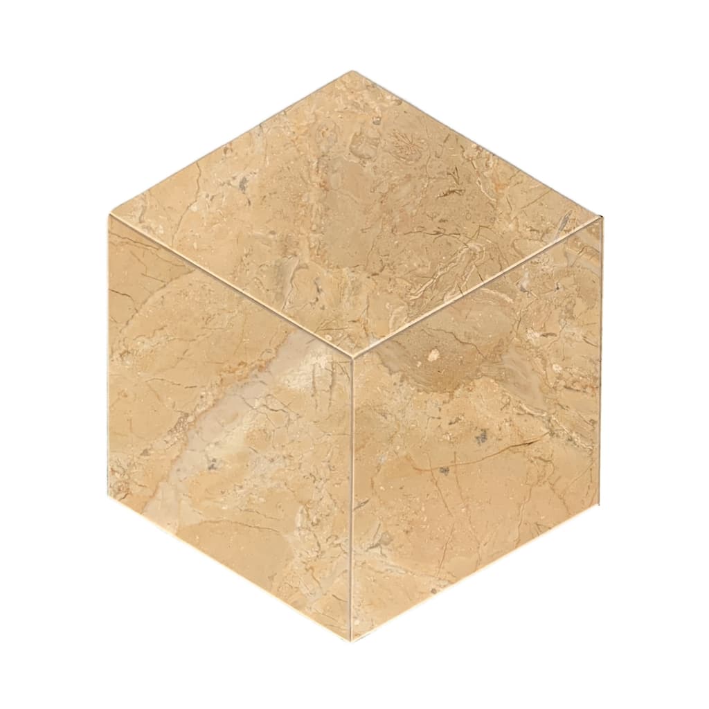 Hexagon Gold Beige Marble Tile - Polished Finish for Floor and Wall, 12-Piece Box