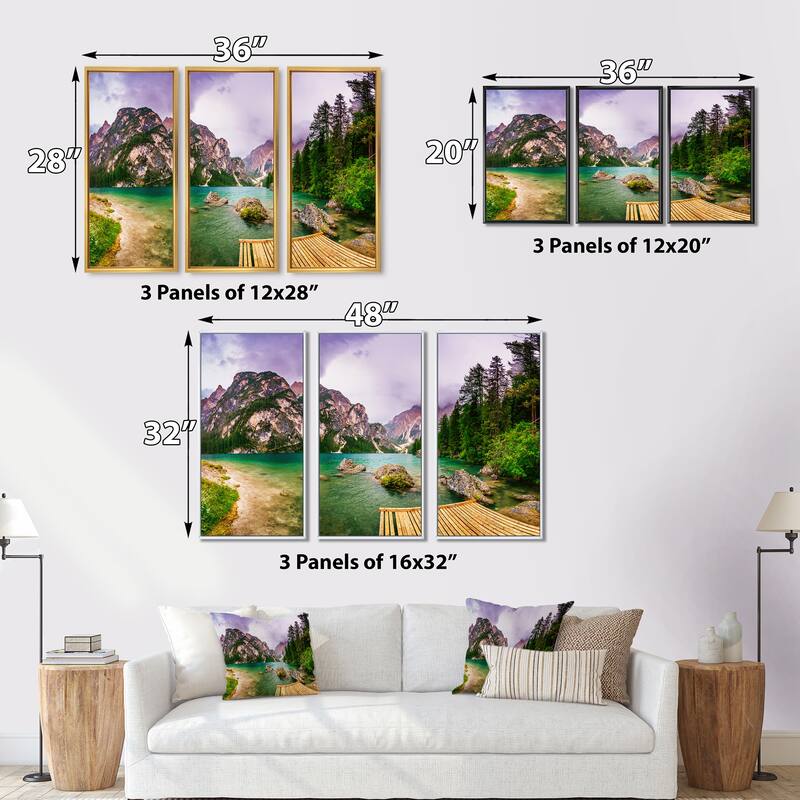 Designart "Mountain Lake Between Mountains" Landscape Framed Art Prints