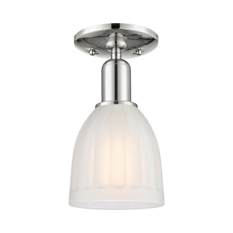 Innovations Lighting Endless Possibilities Arcadia - Brookfield - 1 Light 6" Semi-Flush Mount - Polished Nickel/White