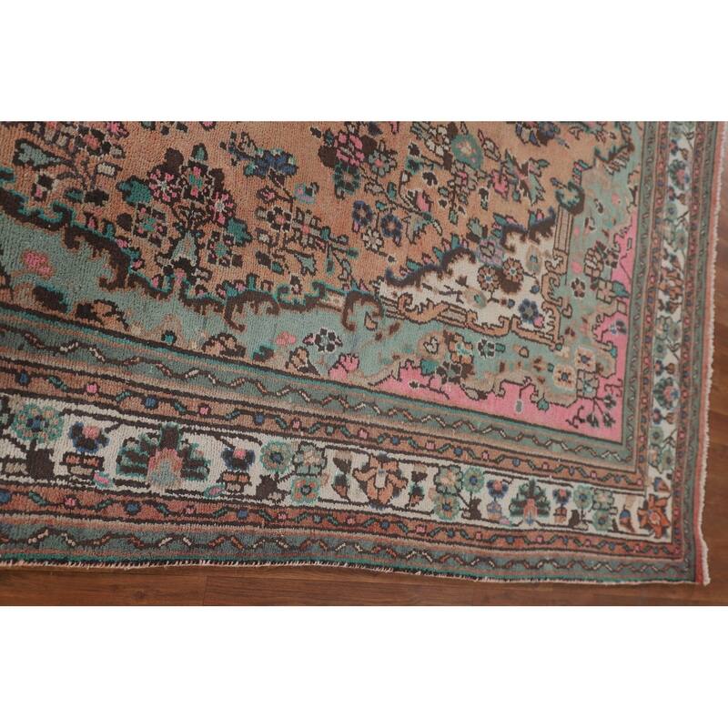Traditional Hamedan Persian Vintage Rug Hand-Knotted Wool Carpet - 7'0"x 10'6"