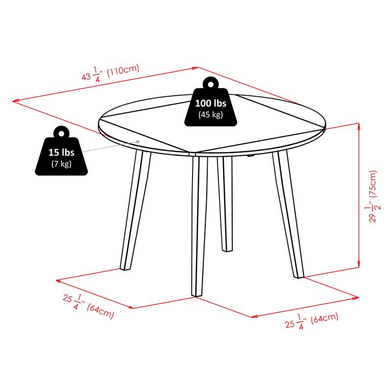 Dawson Round Dining Table, Quad Drop Leaf, Walnut