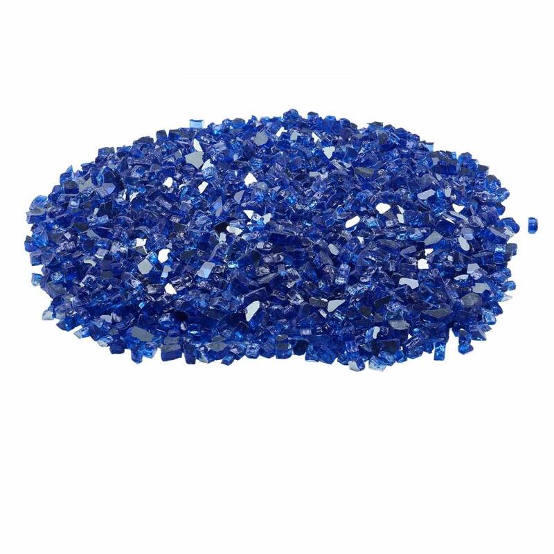 Cobalt Blue Tempered Fire Glass 1/2 Inch Reflective Crushed Rocks - 1/2 inch