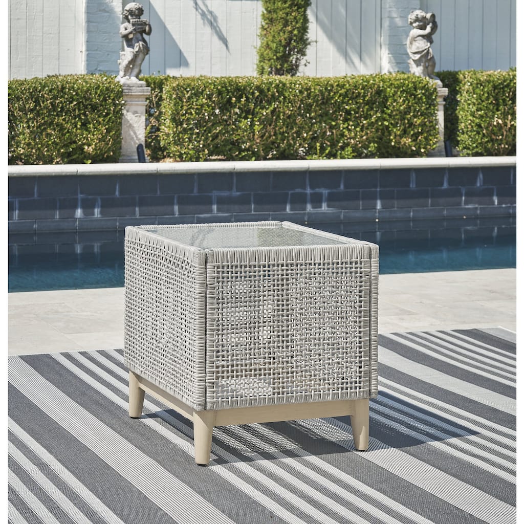 Signature Design by Ashley Seton Creek Gray Outdoor End Table - 21.63" W x 21.63" D x 23.25" H