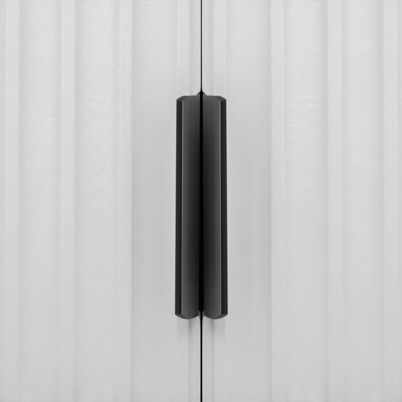 51.30'' Fluted Kitchen Island with Drop Leaf, Rolling Wheels, Internal Storage Rack, and Towel Rack - 51.3'' x 29.5'' x 36.4''