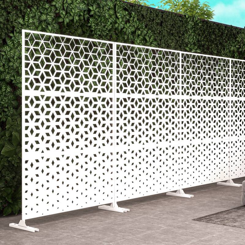 Metal Privacy Screen Wall Decoration Free Standing-6.3 ft. H X 4 ft. W