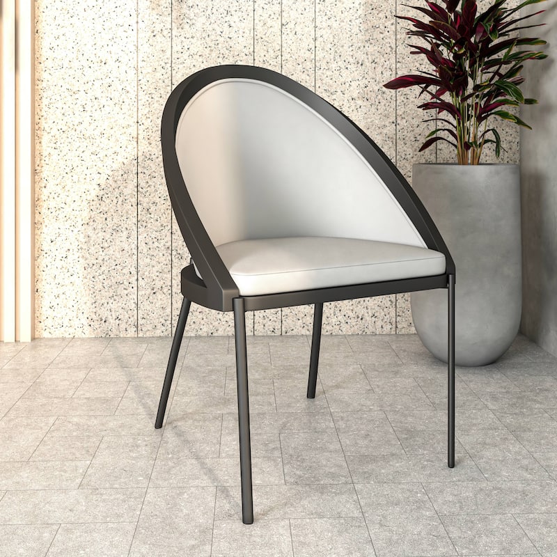 Vinyl Dining Chair with Curved Back and Stainless Steel Legs Set of 4