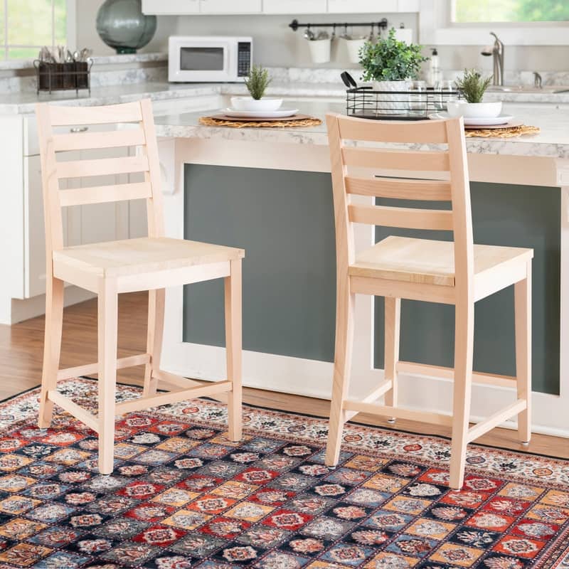 Linon Hetrick Unfinished Farmhouse Counter Stool (Set of 2)