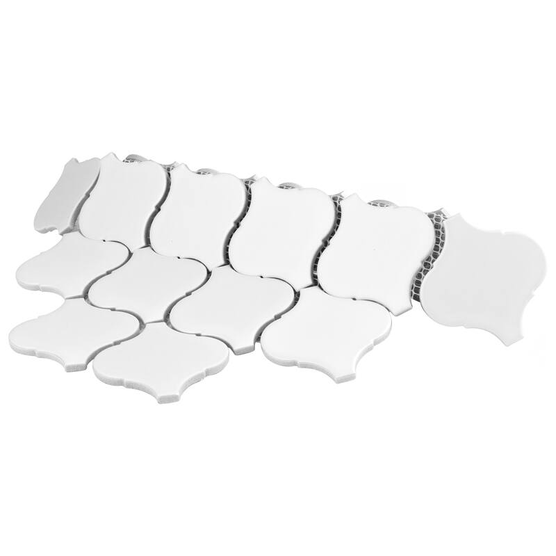 Merola Tile Metro Lantern Matte White 9-1/2" x 10-3/4" Porcelain Floor and Wall Tile
