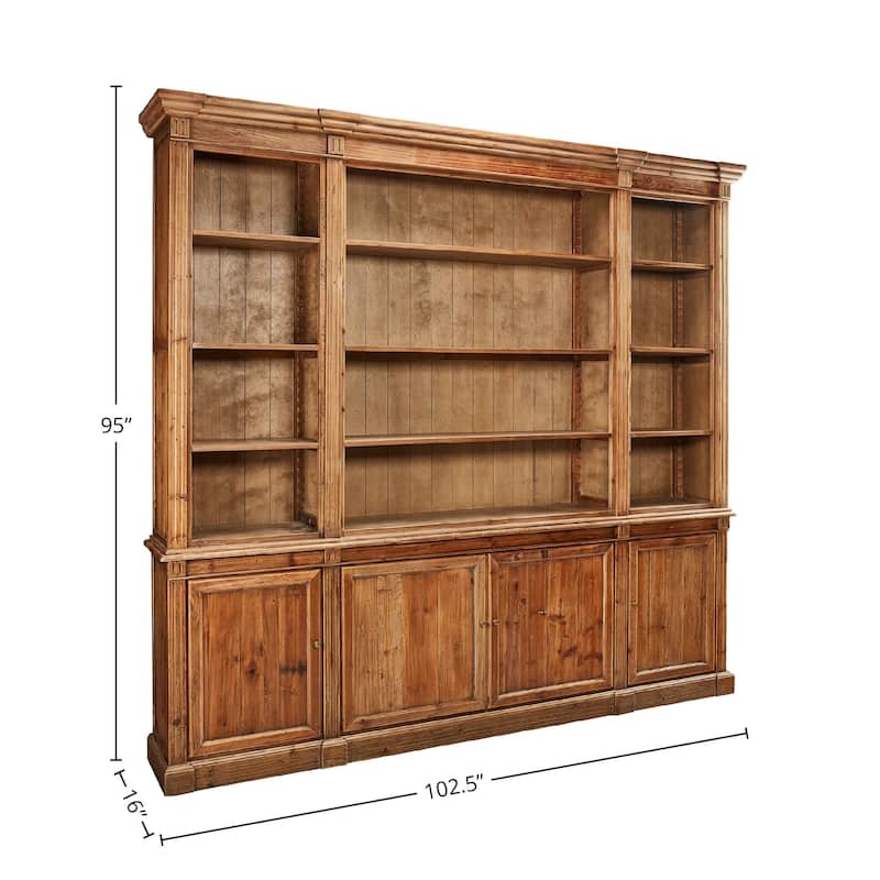 Grander 102.5" 4-Drawer Bookcase, Warm Honey