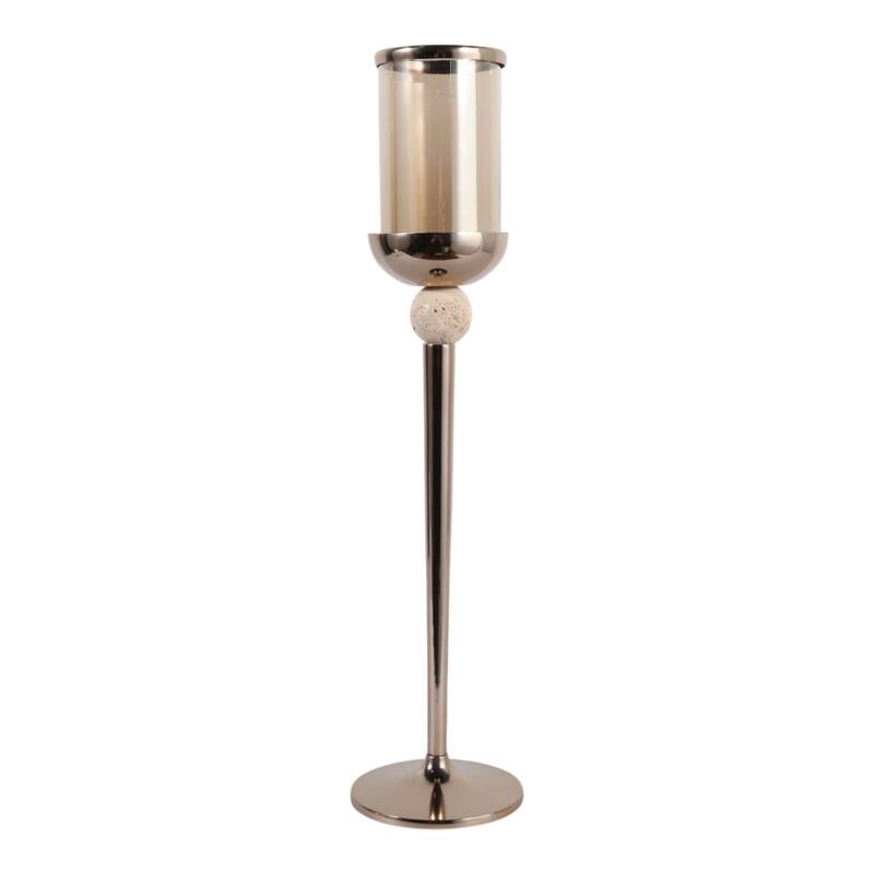 Metal Marble Floor Candle Holder Elegant Sculptural Hurricane