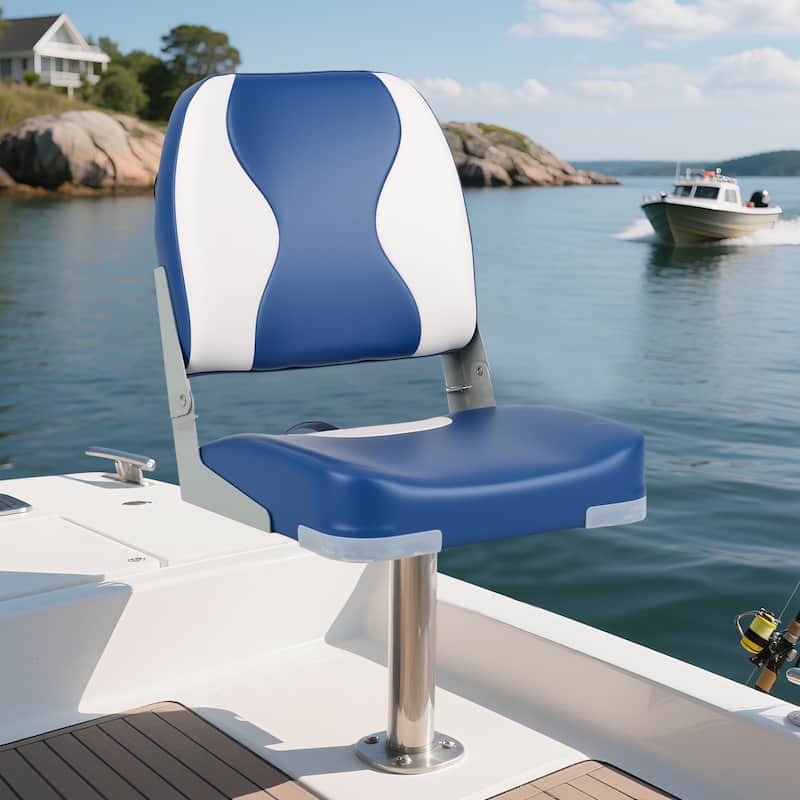 Gymax 2-Pack Boat Seats Folding Low Back Boat Chairs w/Thick Sponge