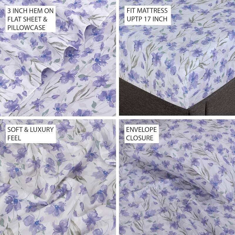 300 Thread Count Cotton Sateen Weave Printed Sheet Set