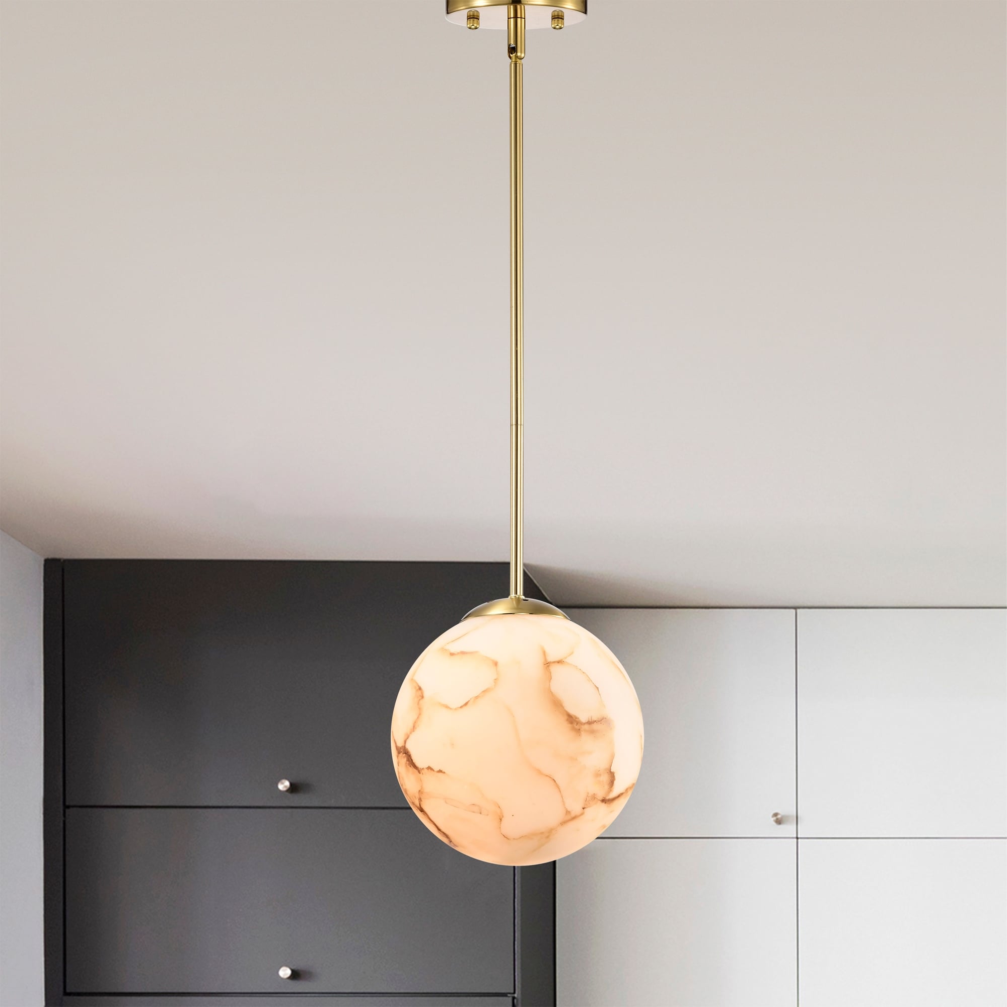 Warehouse of Tiffany 11-inch Marbled Glass Globe Pendant Ceiling Light