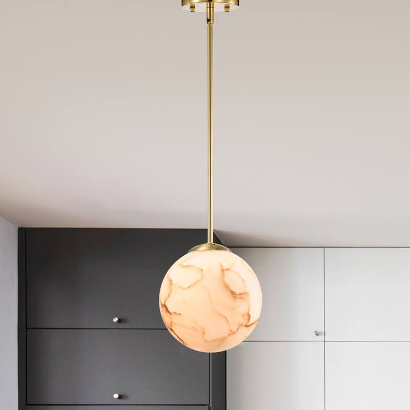 Baxter Marbled Glass Globe Pendant Ceiling Light in 8-inch or 11-inch Shade