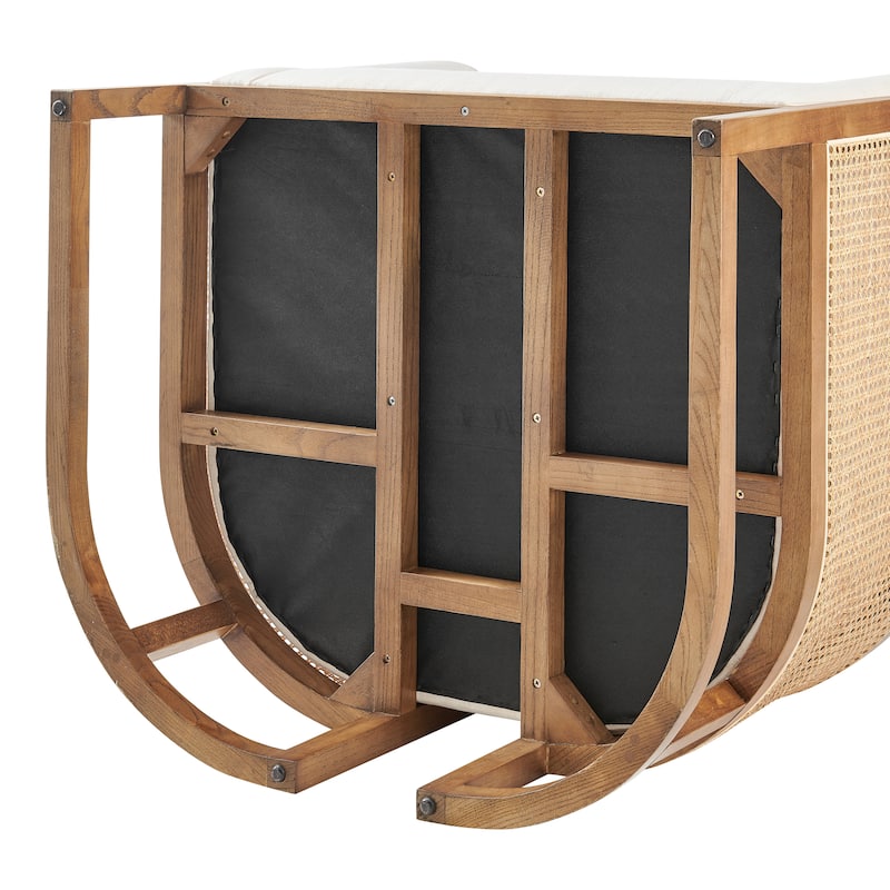 NPD Furniture Velma Linen Accent Arm Chair with Rattan